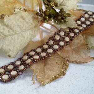 Honeycomb Band Bracelet; Hand Beaded, Shaped Beads, Beaded Bracelet, Gift